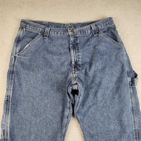 Wrangler Fleece Lined Carpenter Jeans Men's 36x32 Relaxed Blue Denim Workwear - Picture 9 of 14